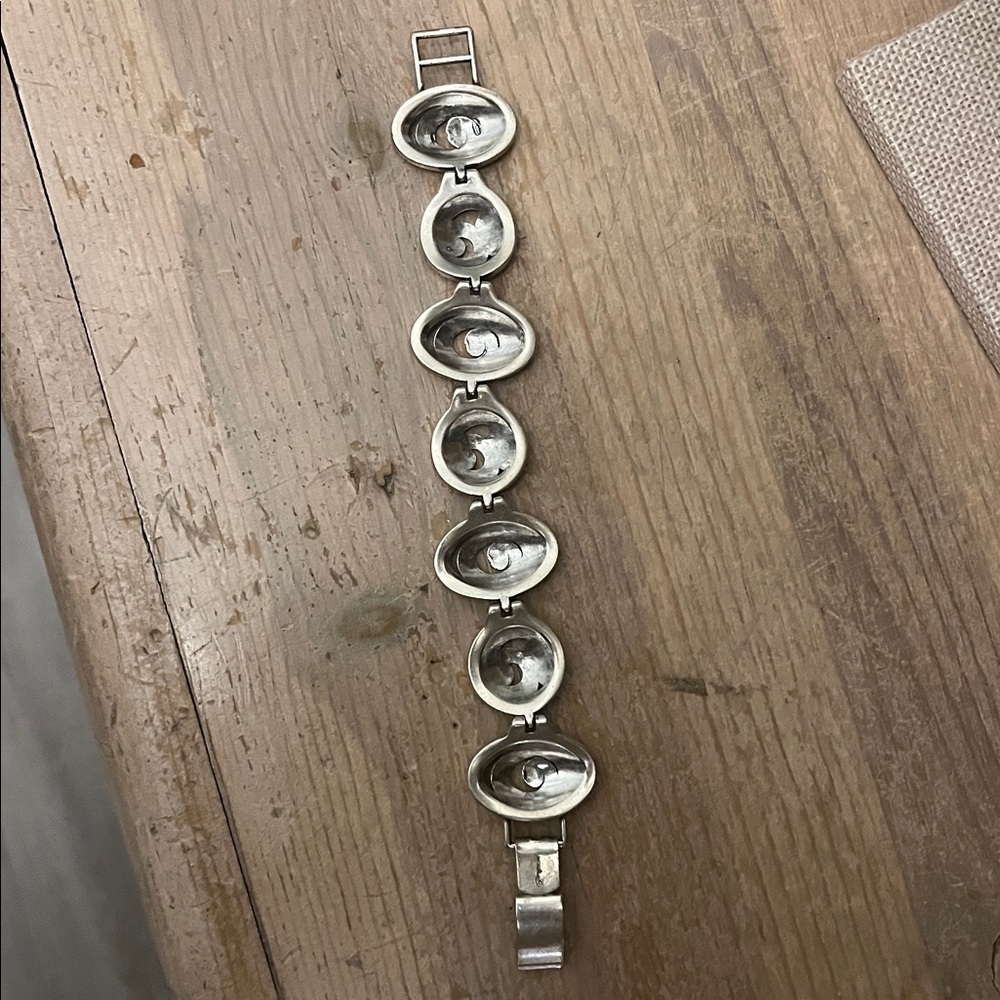 Brighton Contempo Swirl Bracelet Retired Link Silvertone Vintage - Picture 5 of 5